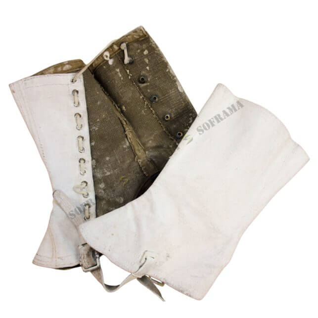 French army green gaiters painted in white - Image 2